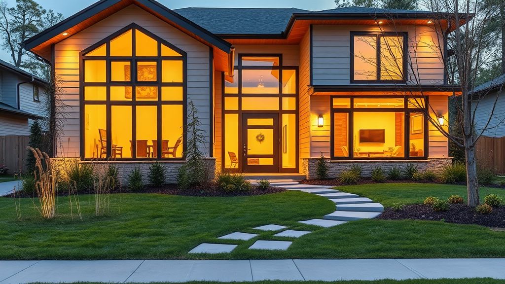 Residential house in Lake Hallie, Wisconsin with lush surroundings.